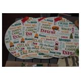 Assorted Camping Themed Textiles -Rug, Placemats, Hot Pad, Dish Towel