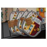 Assorted Camping Themed Textiles -Rug, Placemats, Hot Pad, Dish Towel