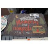 Assorted Camping Themed Textiles -Rug, Placemats, Hot Pad, Dish Towel