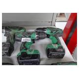 Assorted Hitachi Cordless Tools with Multiple Batteries and Chargers