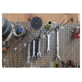 Contents of Pegboard - Bits, Wrenches, Saws, Drivers