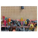 Contents of Pegboard - Bits, Wrenches, Saws, Drivers