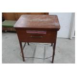 White Zigzag Stitcher Sewing Machine in Wood Cabinet