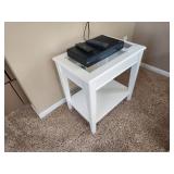 White Glass Top Side Table - - Contents Not Included