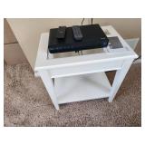 White Glass Top Side Table - - Contents Not Included