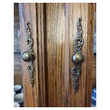 Oak China Cabinet with Leaded Glass - Contents Not Included