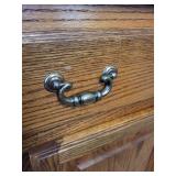 Oak China Cabinet with Leaded Glass - Contents Not Included