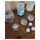 Glass Candle Holders & Scented Candle Set