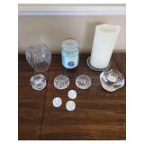 Glass Candle Holders & Scented Candle Set