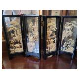 Vintage Hand Carved Cork Panels, Olive Wood Hand Carved Nativity Scene, and Souvenir Mugs