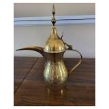 Engraved Brass Coffee Pot