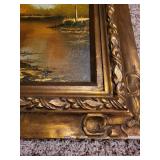 Framed Autumn Landscape Oil Painting