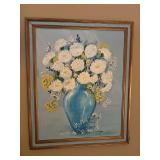 Pale Blue Floral Painting by Kay Walrath