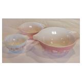 Vintage Pyrex Pink Mixing Bowl Set