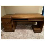 Classic Wooden Desk and Cabinet Set