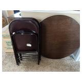 Meco Folding Chairs & Round Table