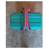 Retro Plastic Storage Tote Teal/Pink