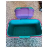 Retro Plastic Storage Tote Teal/Pink
