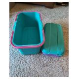 Retro Plastic Storage Tote Teal/Pink