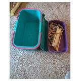 Retro Plastic Storage Tote Teal/Pink
