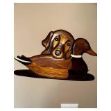 Wooden Dog and Duck Wall Art