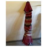 Striped Patio Umbrella Maroon Outdoor