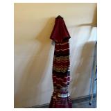 Striped Patio Umbrella Maroon Outdoor