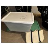 Plastic Storage Bins & Canvas Tote