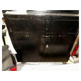 Black Metal Storage Cabinet with Tools