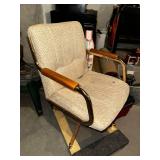 Vintage Swivel Armchair with Wood Arms