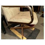 Vintage Swivel Armchair with Wood Arms