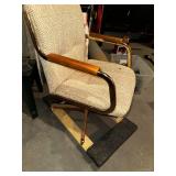 Vintage Swivel Armchair with Wood Arms