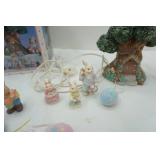 7pc. Bunny and Lighted Tree House Set