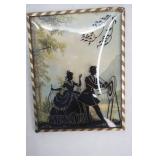 Vintage silhouette convex glass picture