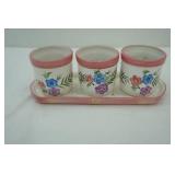 3 Ceramic planters & plate