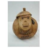 Hawaii carved coconut coin bank 9" tall