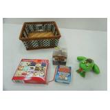 basket with toys & puzzle