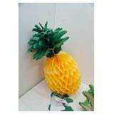 12" & 16" tissue Pineapples, poly tablecloths, palm tree centerpieces