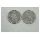 2 Swiss Coins 1/2 Franc. 1971. 1975.