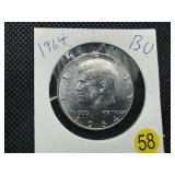 1964 90% Silver BU Kennedy Half Dollar --  Great Mint Luster!