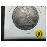 1876 Seated Liberty Half Dollar Marked AU58 When Purchased - Greysheet Wholesale Price for an AU58 is $275.00 -  Nice Coin!!