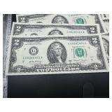 Ten Uncirculated Consecutive Serial Numbered $2.00 Bills