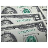 Ten Uncirculated Consecutive Serial Numbered $2.00 Bills