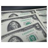 Ten Uncirculated Consecutive Serial Numbered $2.00 Bills