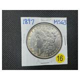 1897 Morgan Silver Dollar Marked MS63 When Purchased