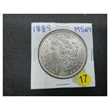 1889 Morgan Silver Dollar Marked MS64 When Purchased