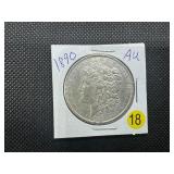 1890 Morgan Silver Dollar Marked AU When Purchased
