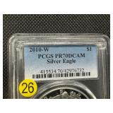 2010-W 1 Oz. Proof American Silver Eagle PRDCAMS70 - Perfect Graded Coin! -  PCGS Price Guide $90