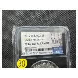 2017-W  Early Releases Proof 1  Oz. Silver American Eagle NGC Ultra Cameo PF69  - NGC Price Guide $100