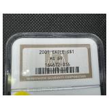 2001 1 Oz. Silver American Eagle NGC MS69 -  NGC Price Guide $65